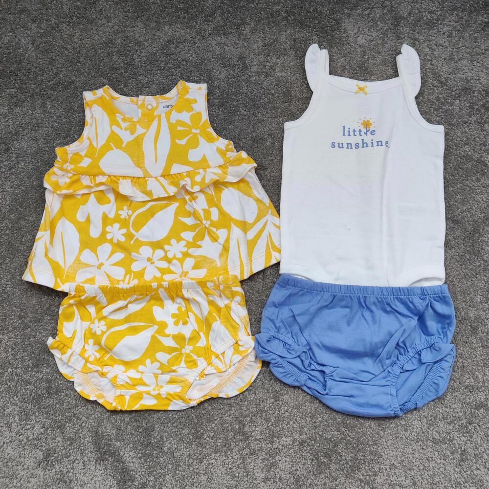 Carter’s Baby Girl 2pc Sunsuit Romper Sets “Little Sunshine” 6M